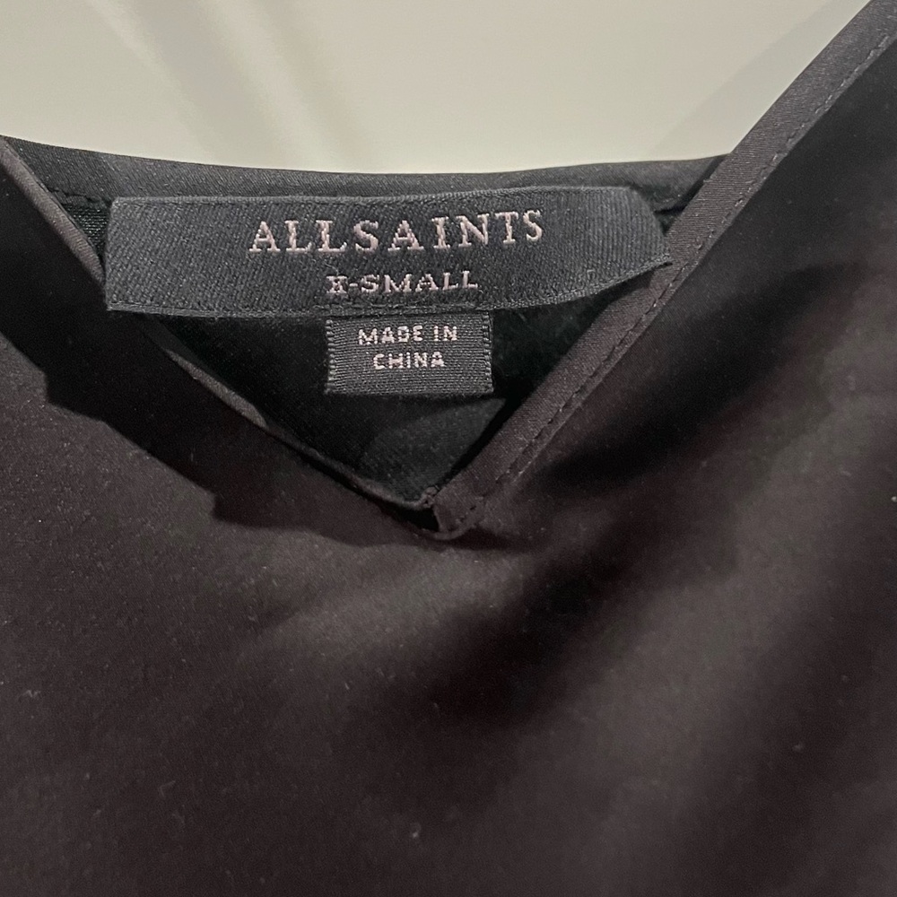 AllSaints midi Black V-Neck slip dress